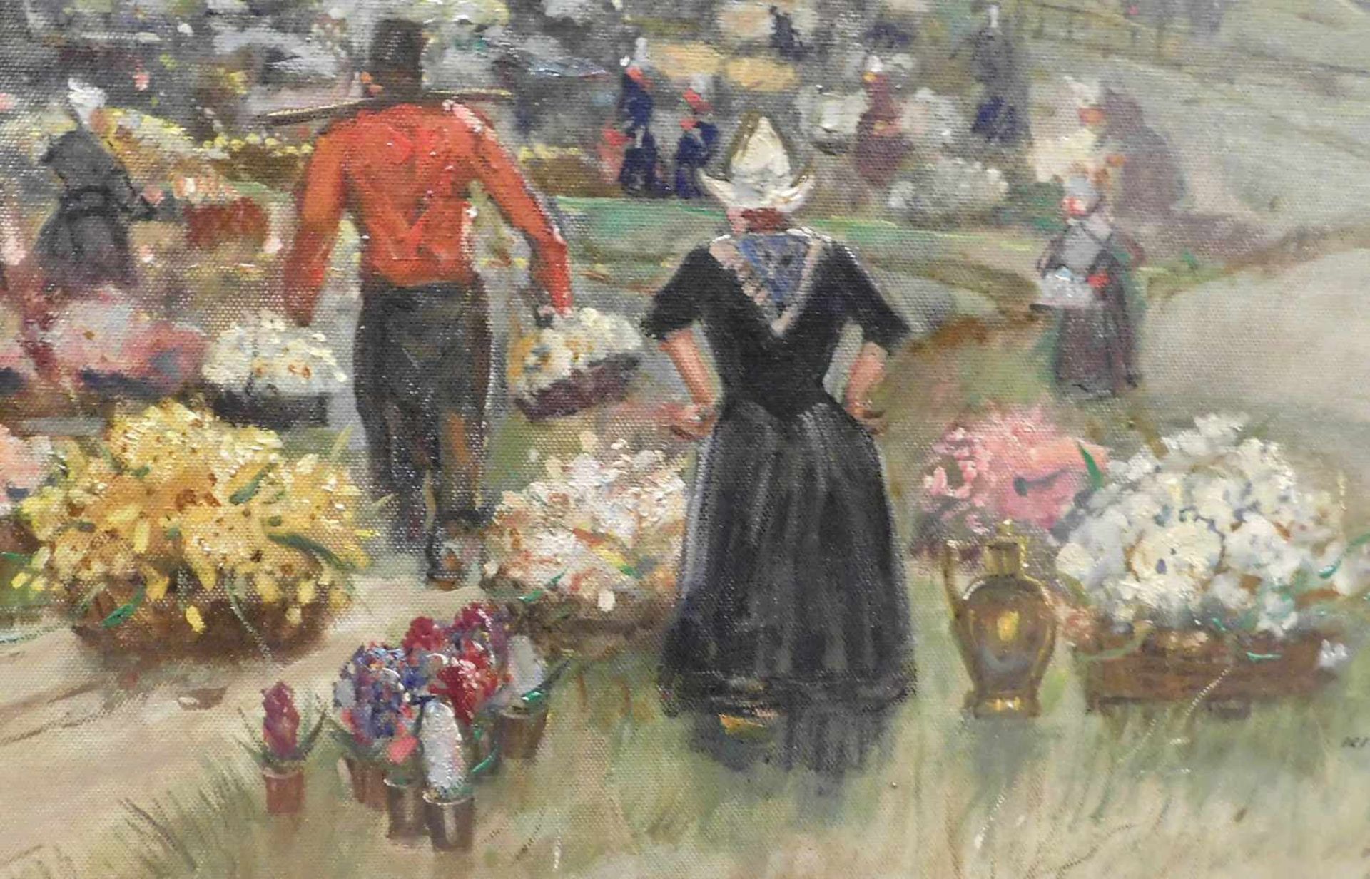 Klaus Clausmeyer, 1887 Düsseldorf - 1968 Düsseldorf, Holländischer Blumenmarkt, Öl auf Leinwand, m. - Bild 4 aus 8
