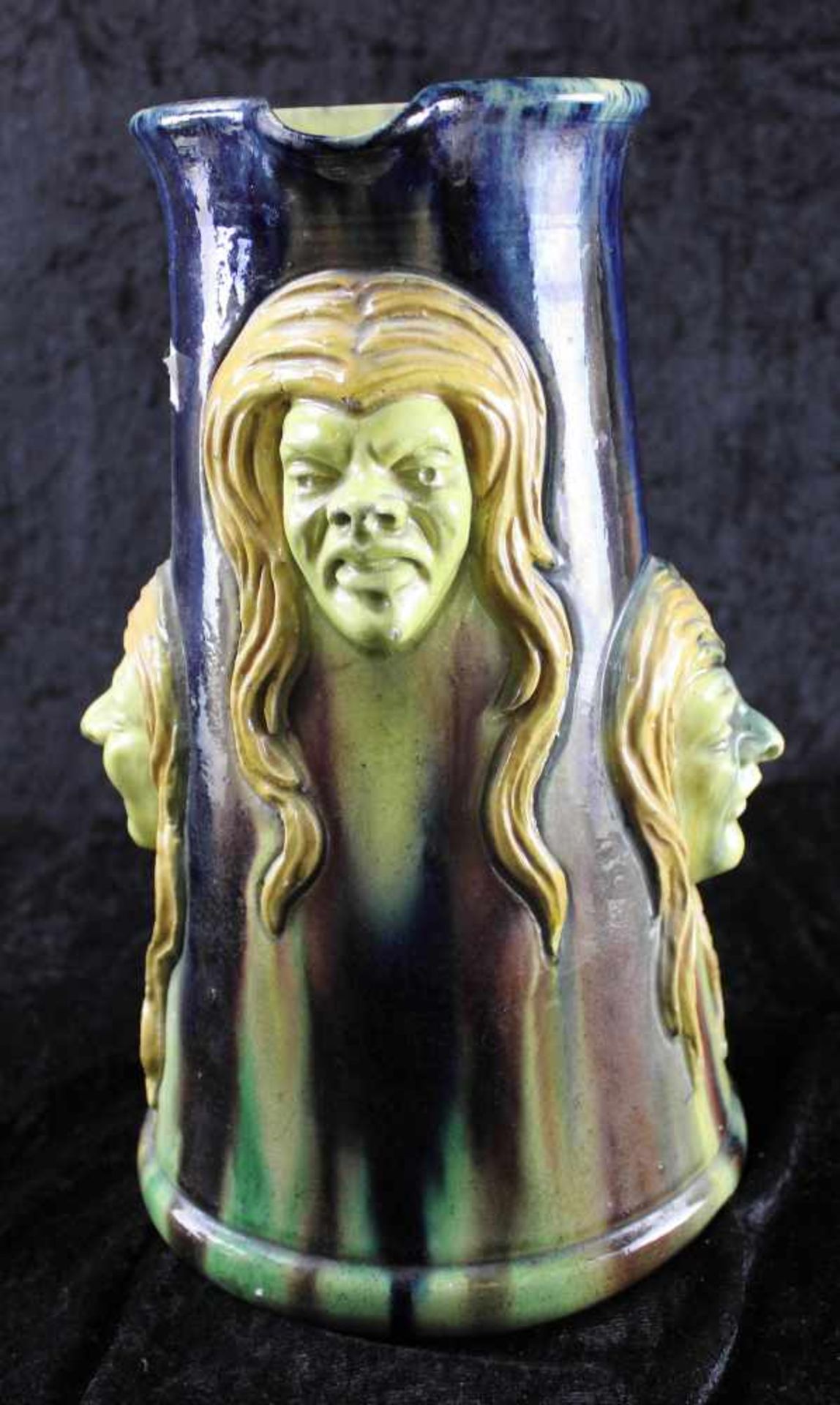 Große Jugendstil-Vase, Flämische Keramik, Vlaams Aardewerk, "3 Hexen", ca.1925, guter