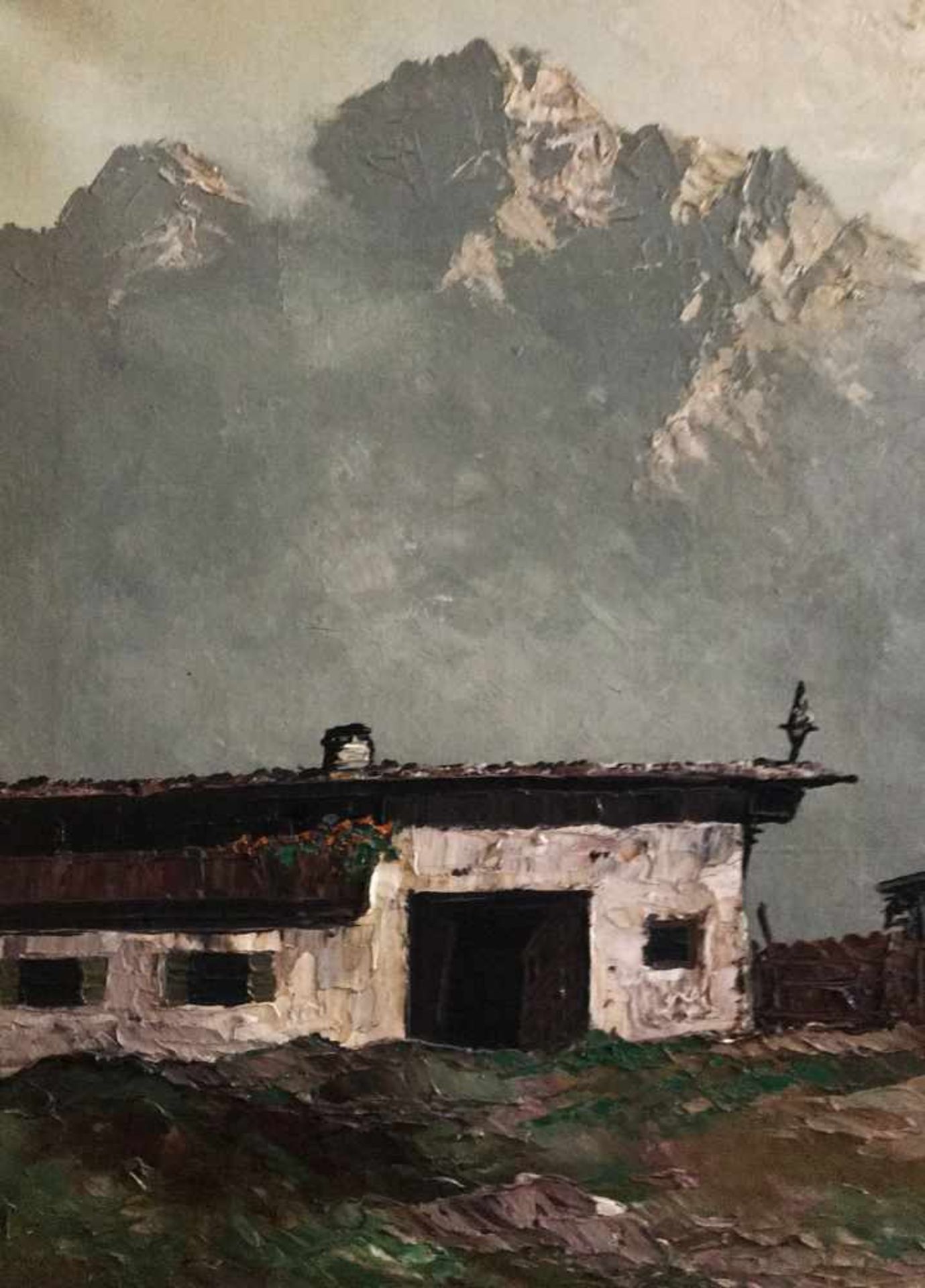 Georg ARNOLD-GRABONÉ (München 1886 - 1982 Starnberg), Landschaft mit Almhütte in den Bergen, im - Bild 3 aus 5