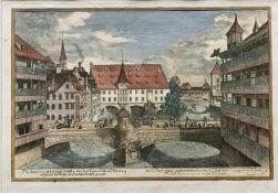 Nürnberg, kolorierter Kupferstich von Johann Adam Delsenbach (1687-1765), um 1735, "Die Anno 1700