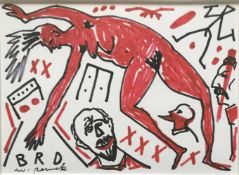 A.R. Penck (1939-2017), Bitterfelder Eingriff, 1992, Multiple, handsigniert, 10,5 x 15 cm