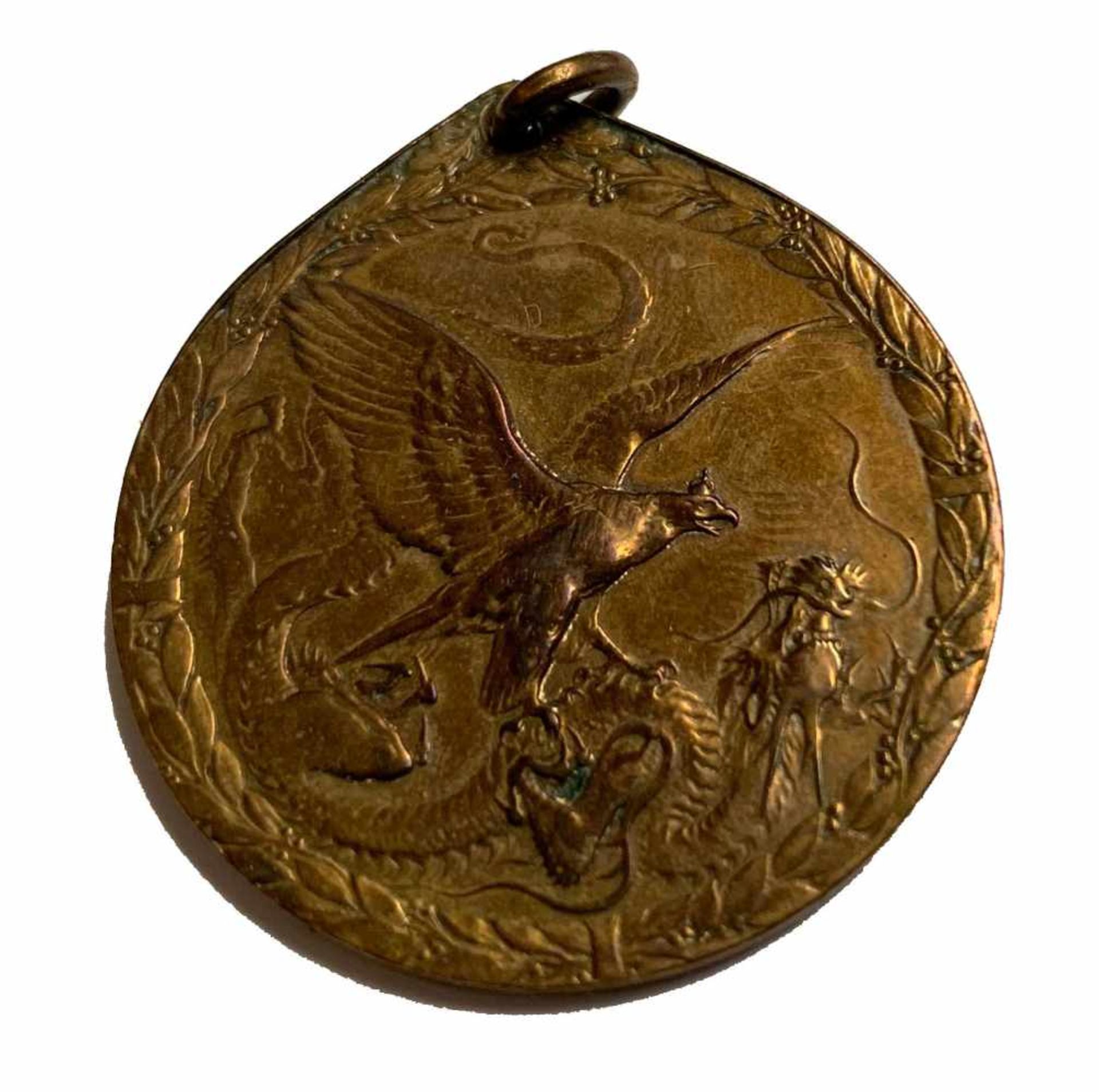 China-Denkmünze. Bronze. Auf der Vorderseite Adler, der einen Drachen in den Fängen hält. Auf der - Bild 4 aus 4