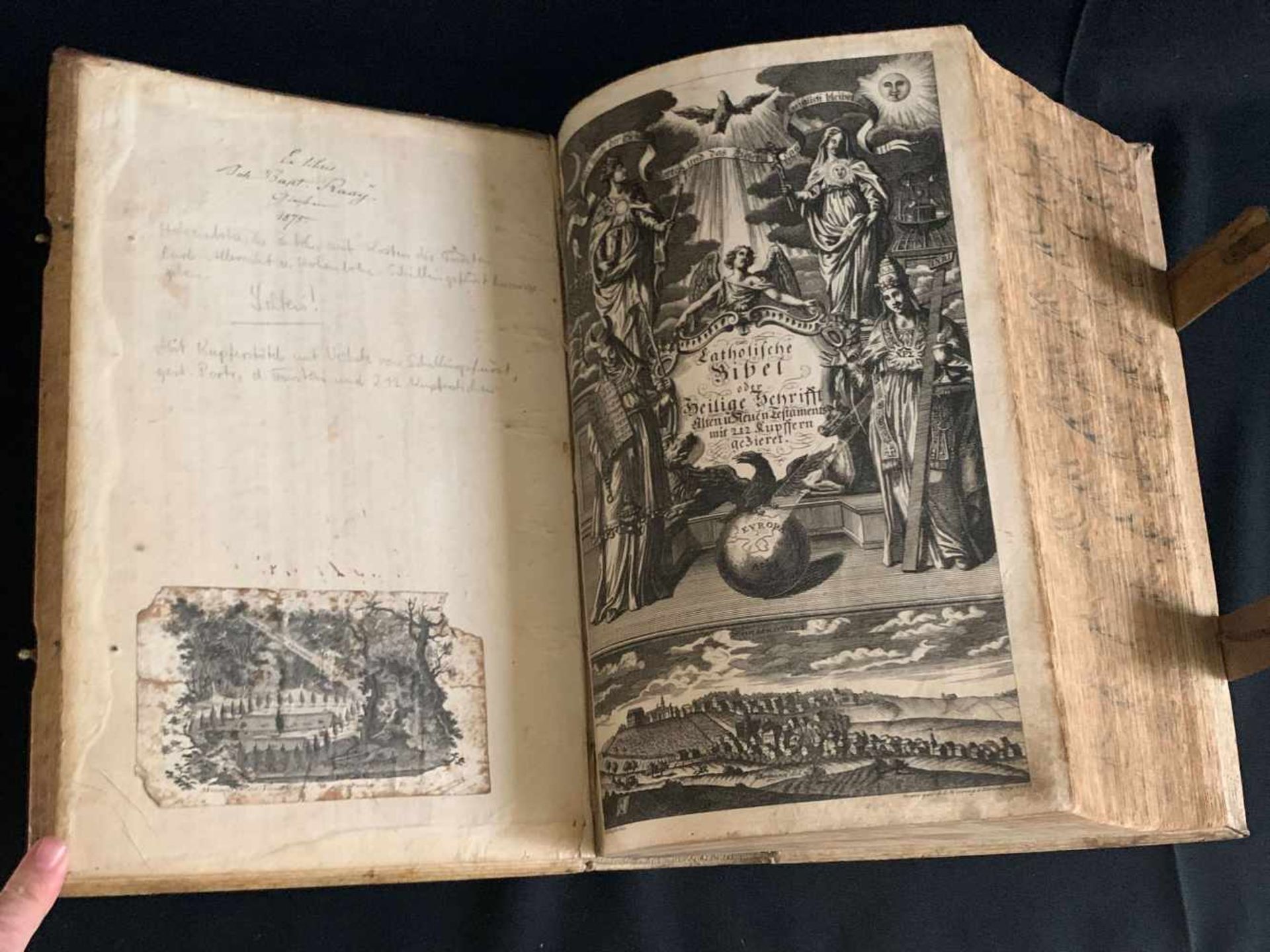 Katholische Bibel, Johann Joseph Fleischmann, Nürnberg 1763. Großformat, Ledereinband, Schließen, - Image 5 of 7