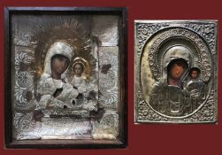 Zwei Ikonen: Russland, 19. Jh., Gottesmutter von Kazan bzw. Kasan, sog. Kasanskaja, mit
