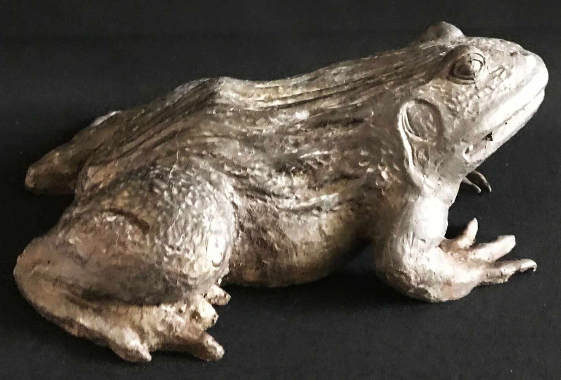 Bronze-Frosch, sehr realitätsnahe Ausführung, 37 x 31 cm
