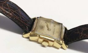 Witthauer, Armbanduhr, 585er GG, mit facettiert geschliffenem Glas, Zifferblatt mit kleiner