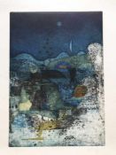 Yoshi TAKAHASHI (1943-1998), Landschaft in Blau "Meteroiten", Radierung, Aufl. 40/120, signiert,