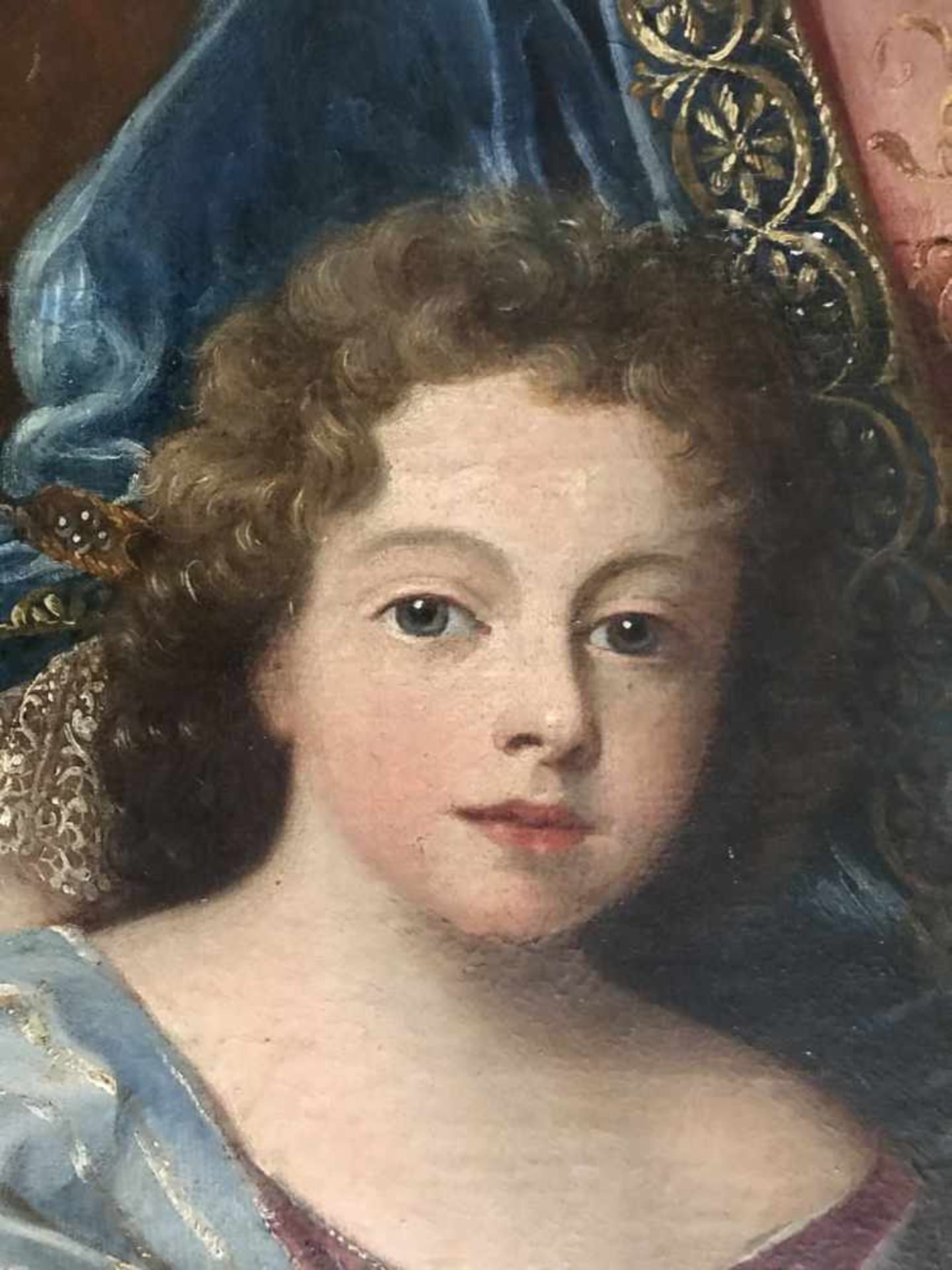 Nicolas de Largillière (1656 - 1746) Nachfolge des 18./19. Jh., Doppelportrait einer jungen Mutter - Bild 6 aus 7
