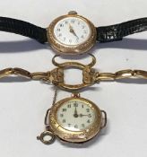 2 Damentaschenuhren, beide 585er Gold, Uhren laufen beide an (Werke nicht geprüft), ein Deckel ab,