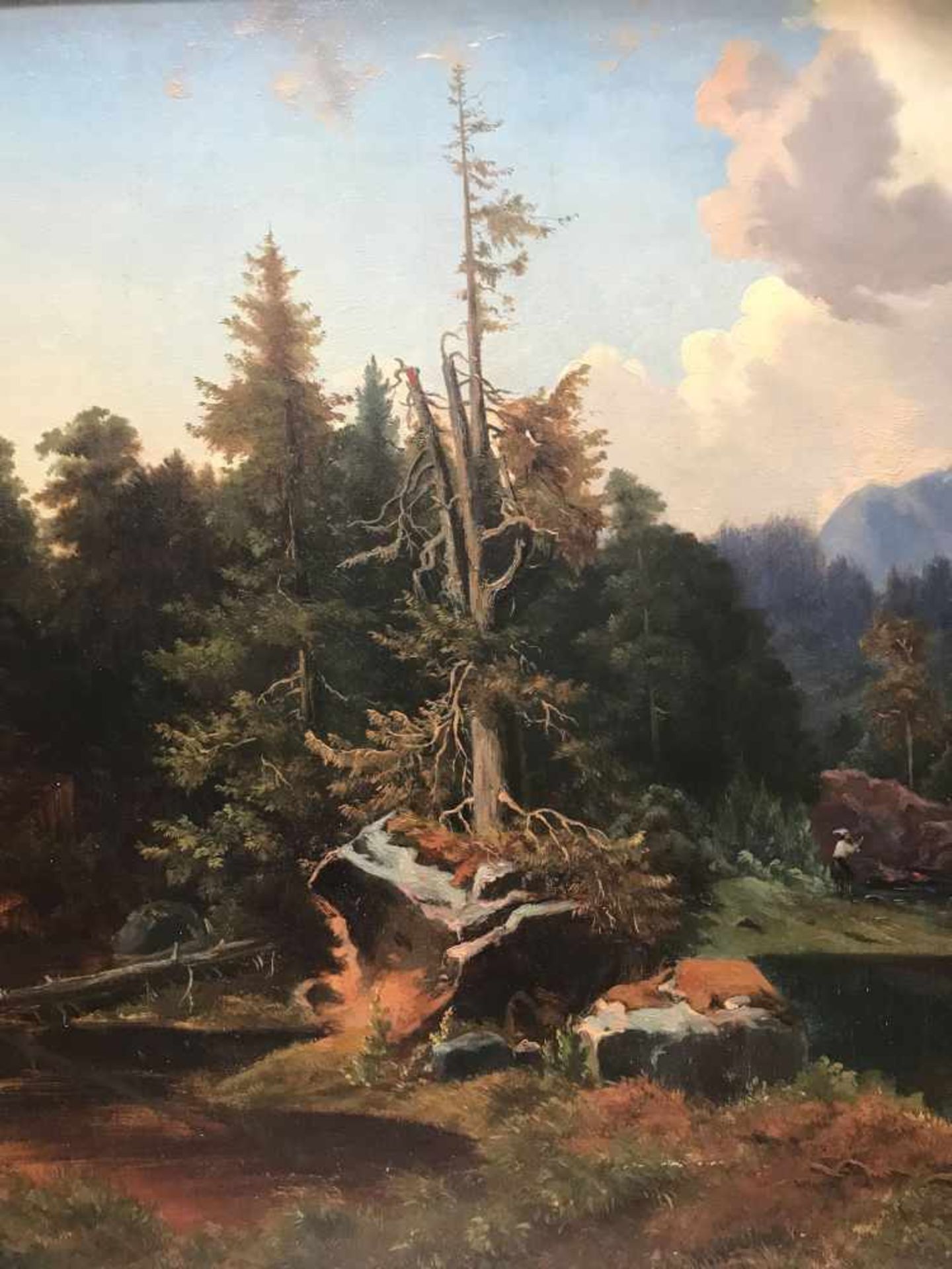 Theodor Verhas (1811-1872) zugeschr. Stimmungsvolle Landschaft: Unter bewegtem Himmel Blick auf - Bild 3 aus 3