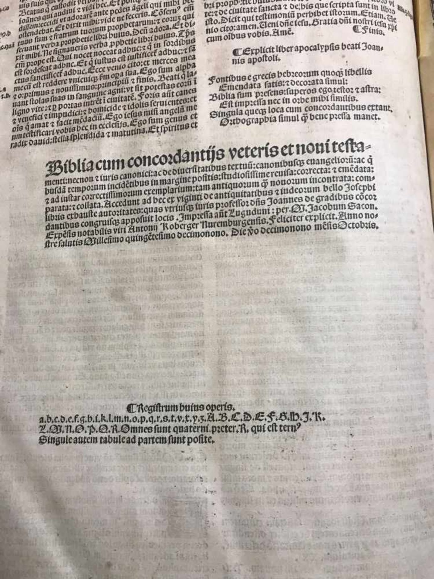 Bibel von 1519. Titel in rot u. schwarz. Holzschnitt monogrammiert: HSK (=Hansspringinsklee). - Image 2 of 9
