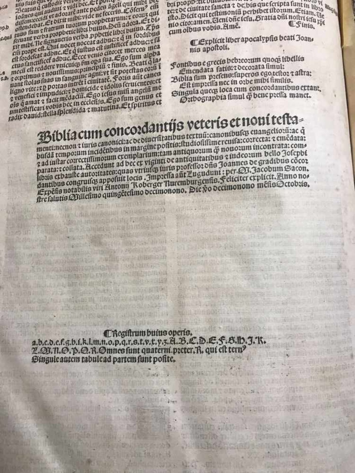 Bibel von 1519. Titel in rot u. schwarz. Holzschnitt monogrammiert: HSK (=Hansspringinsklee). - Bild 2 aus 9