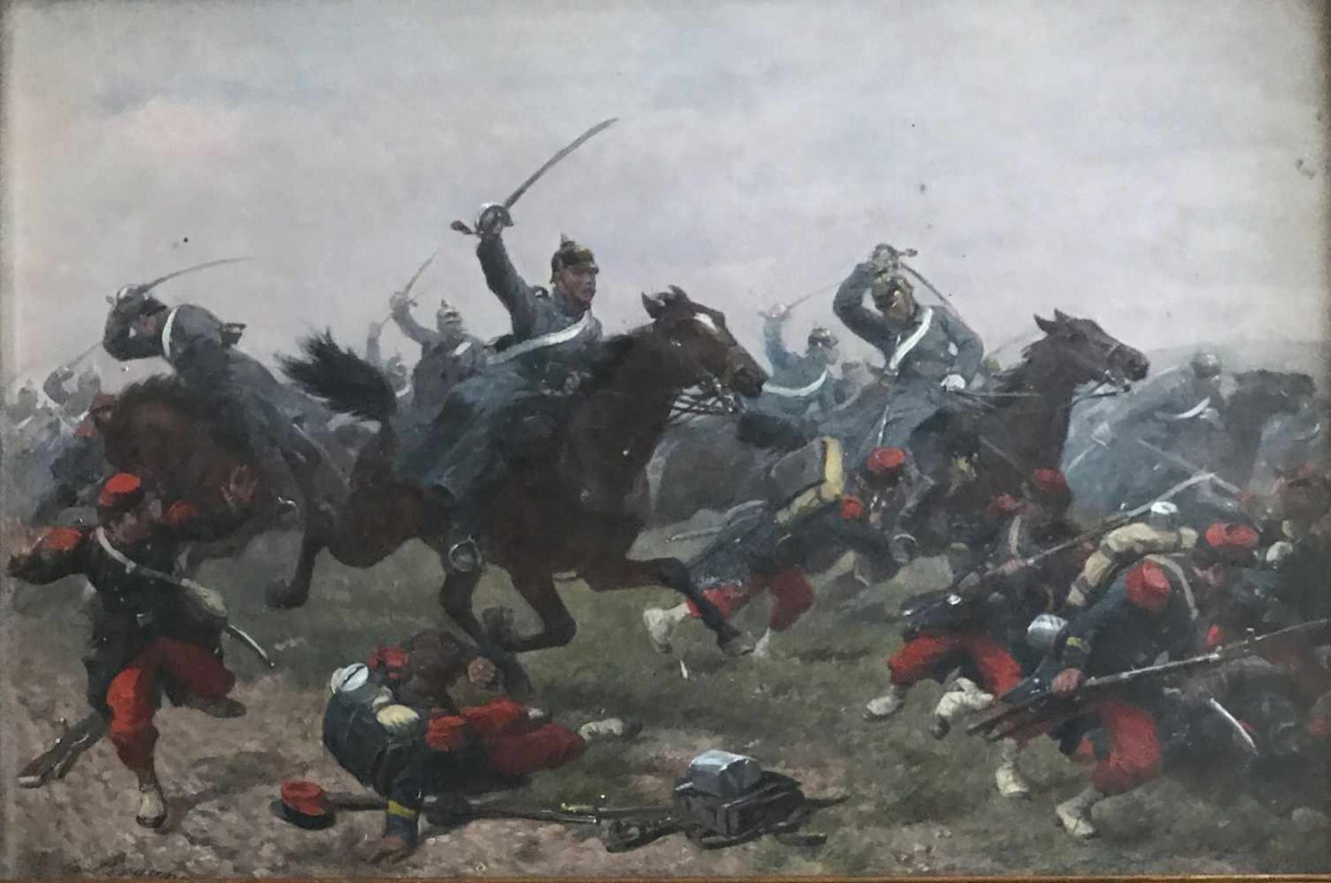 Louis BRAUN (1836-1916), Schlachtenszene im Deutsch-Französischen Krieg von 1870/1871: Preussische