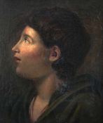 Portrait Johannes der Täufer, 18. Jh., Öl/Lwd 33,5 x 27,5 cm. Der junge Johannes ist im Profil