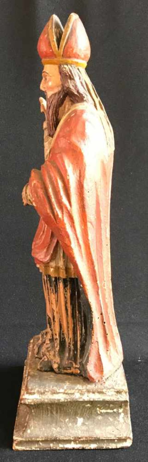 Bischof mit Segensgestus, böhmisch?, 1. Hälfte 19. Jh., Holz, farbig gefasst, H. 46 cm, - Bild 4 aus 4