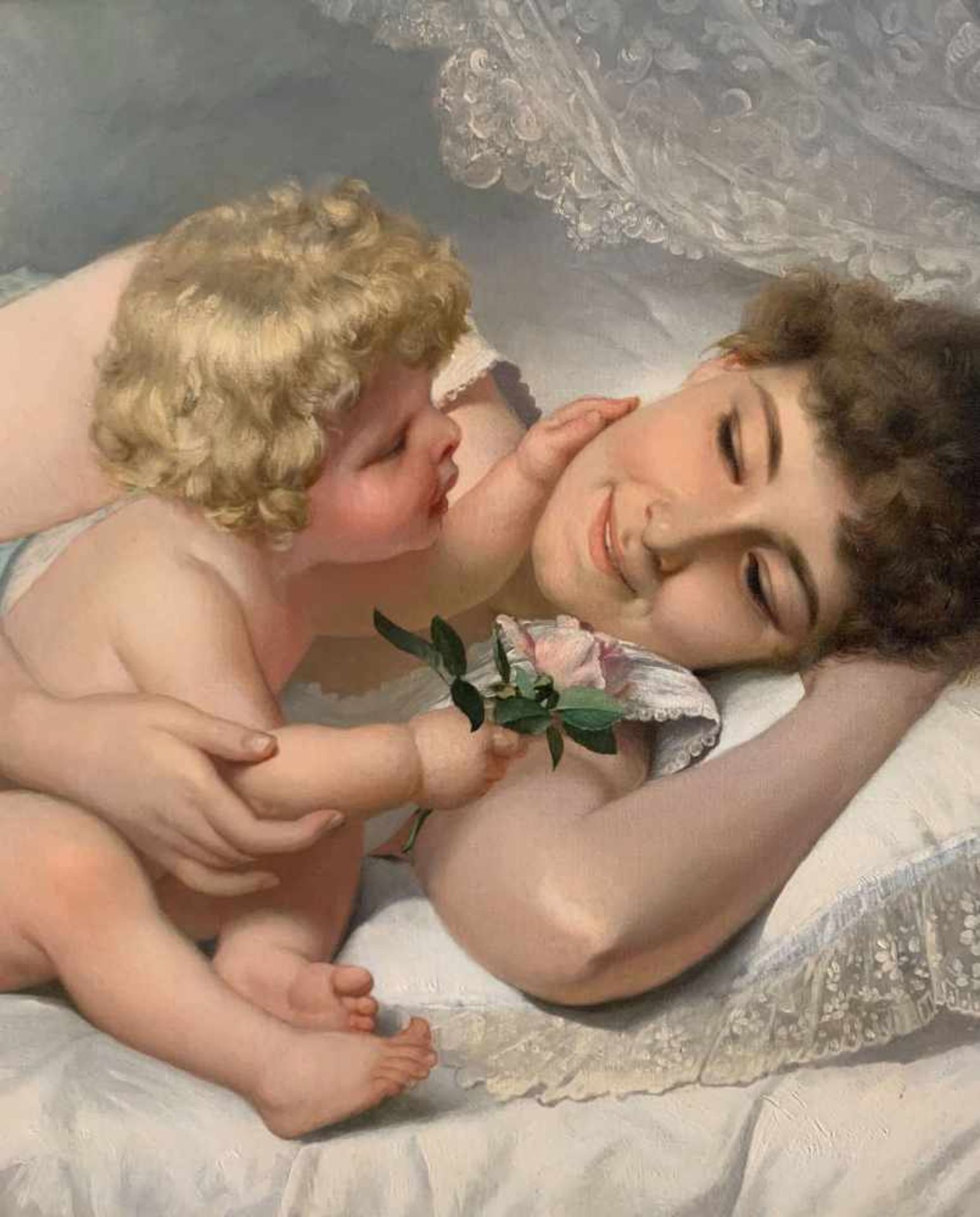 Eugen Johann Georg KLIMSCH (1839-1896), Mutter mit Kind, einander zärtlich berührend und liebevoll - Bild 3 aus 5