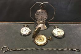 Konvolut 4 Taschenuhren: Omega, 800er Silber, Grand Prix Paris 1900, Modell-Nr. 3349975 N, diverse