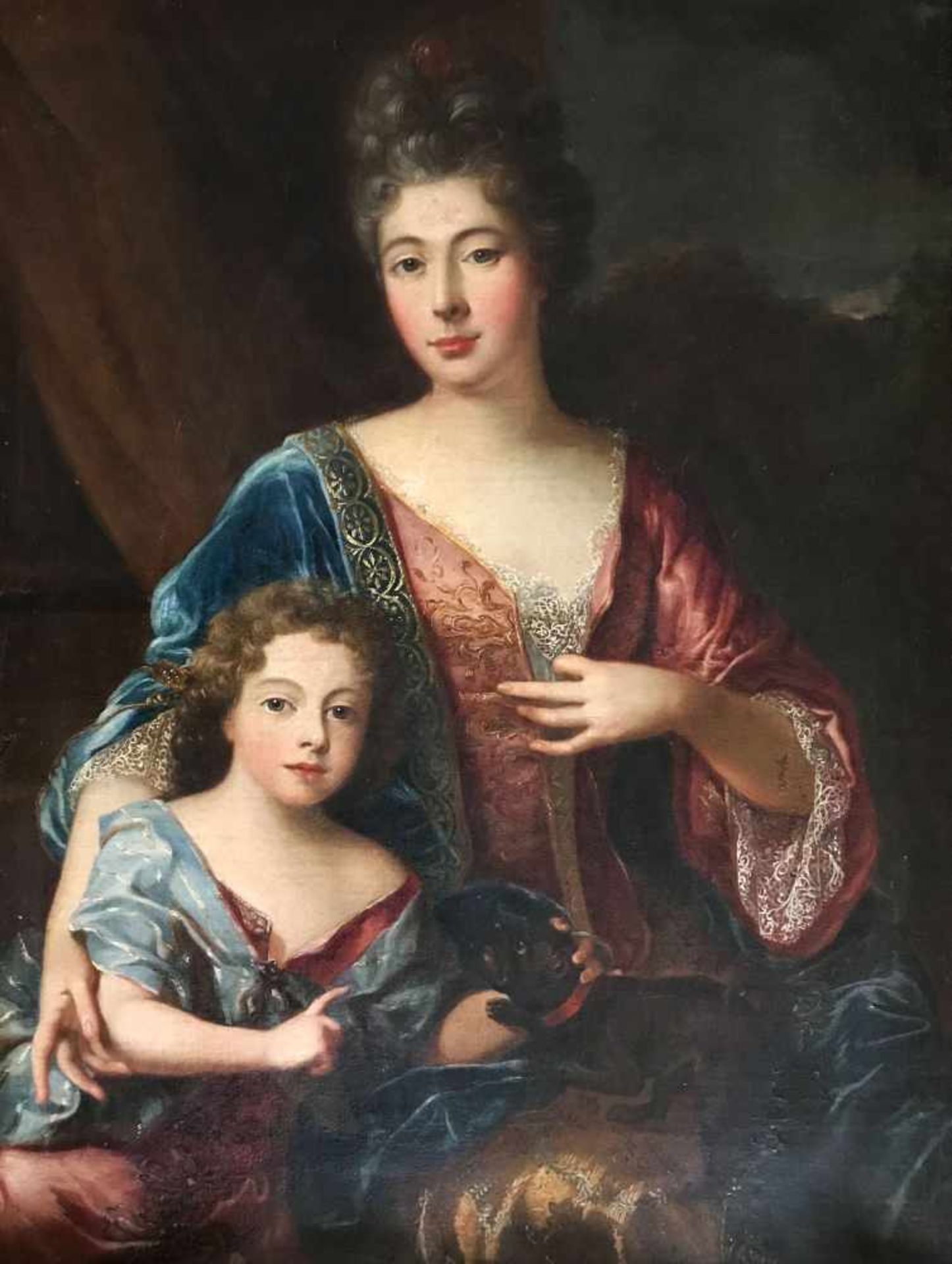 Nicolas de Largillière (1656 - 1746) Nachfolge des 18./19. Jh., Doppelportrait einer jungen Mutter