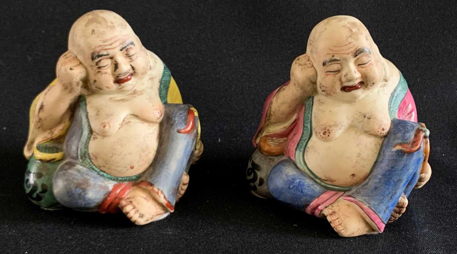 2 x Keramik Buddha, Höhe jeweils 11 cm