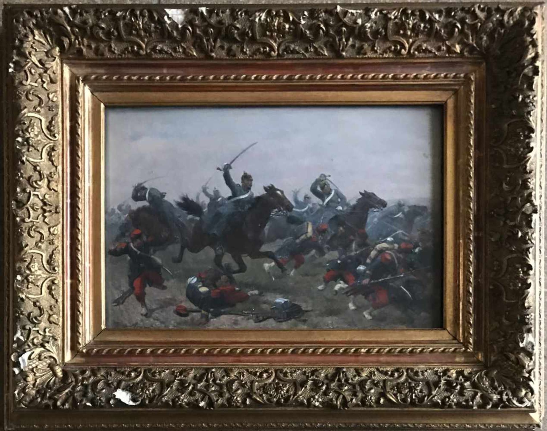 Louis BRAUN (1836-1916), Schlachtenszene im Deutsch-Französischen Krieg von 1870/1871: Preussische - Bild 4 aus 4