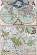Zwei Landkarten: 1. Guillaume Delisle, Weltkarte aus "Atlas geographique et universel",