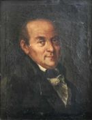 Unbekannter Künstler, 19. Jh., Biedermeier, Portrait eines Herrn in mittlerem Alter vor dunklem