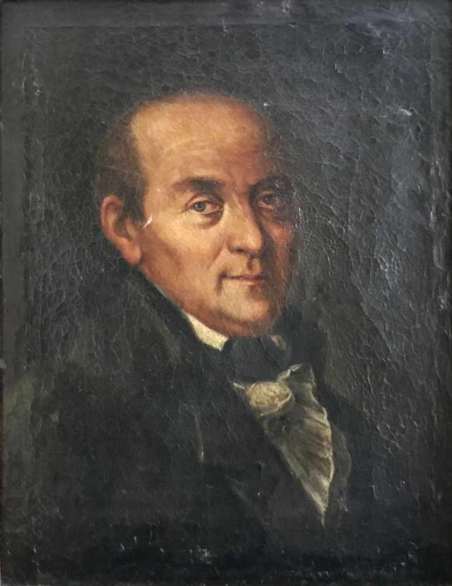 Unbekannter Künstler, 19. Jh., Biedermeier, Portrait eines Herrn in mittlerem Alter vor dunklem