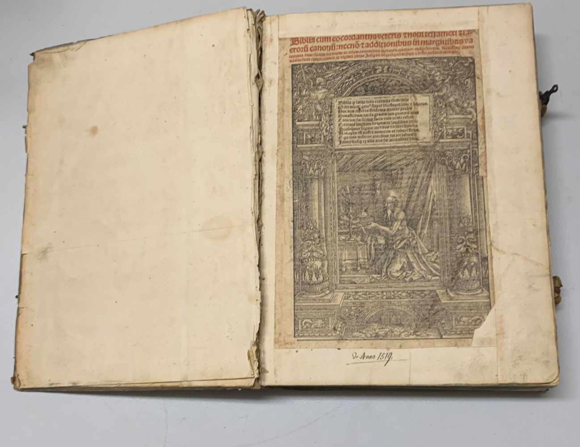 Bibel von 1519. Titel in rot u. schwarz. Holzschnitt monogrammiert: HSK (=Hansspringinsklee). - Image 7 of 9
