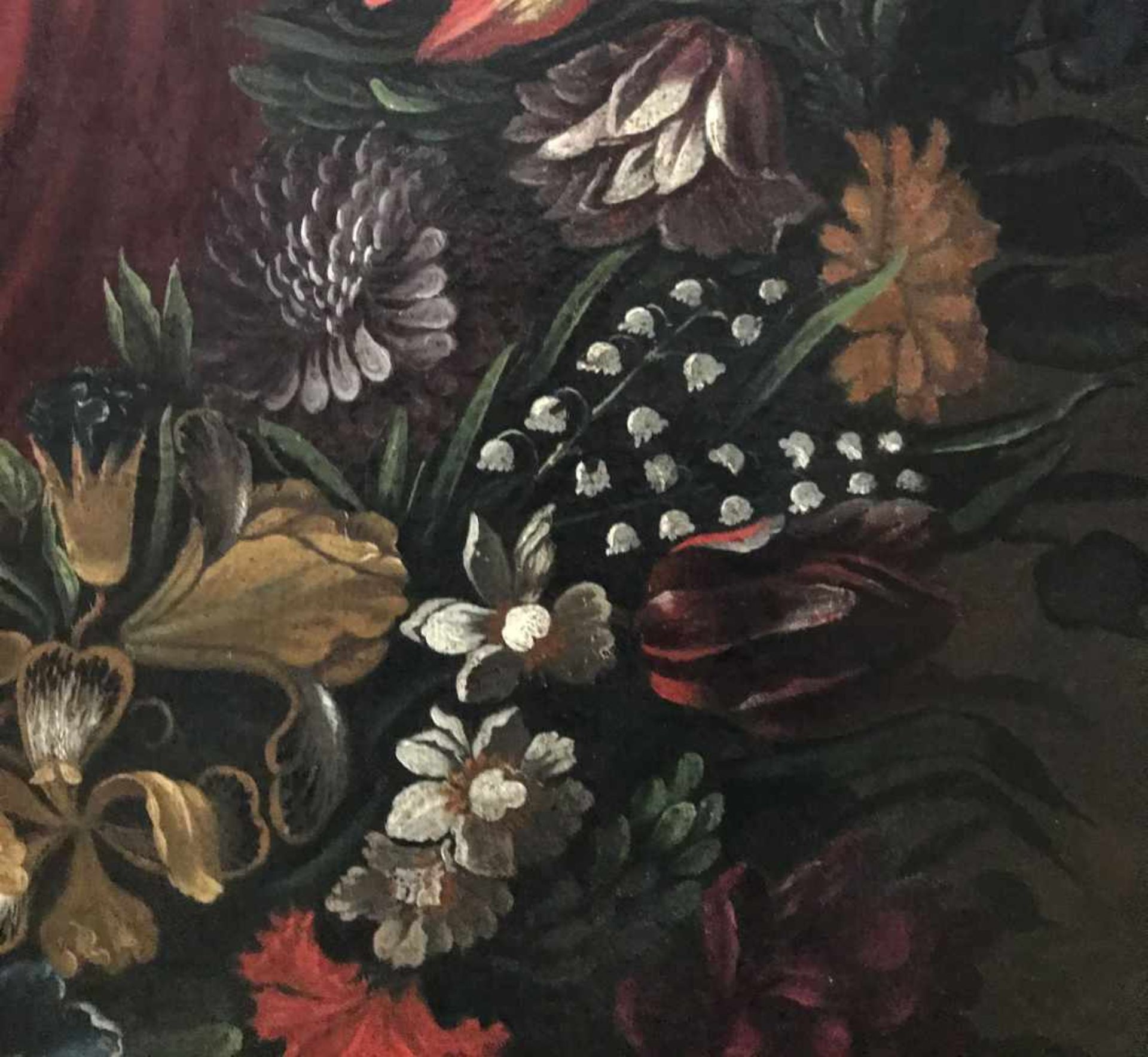 Unbekannter Künstler, Flamen oder Niederlande 17./18. Jh., Madonna im Blumenkranz, mit Tulpen, - Bild 3 aus 6