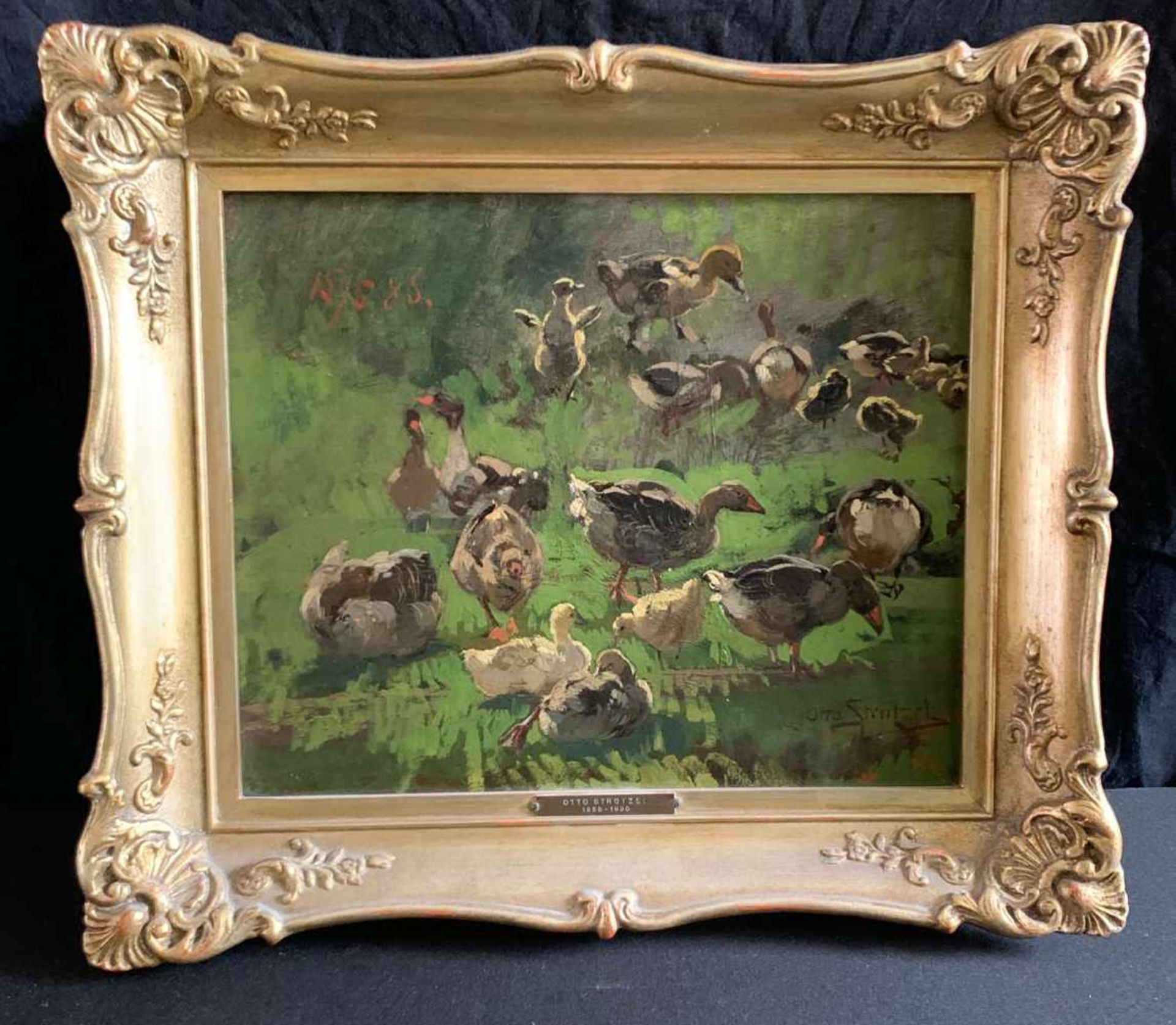 Otto STRÜTZEL (Dessau 1855 - 1930 München, deutscher Impressionist), Enten in einer Wiese am - Bild 3 aus 5