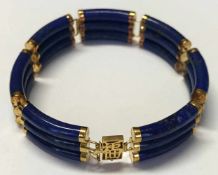 Lapislazuli Armband, 333er GG, L. 21,7 cm