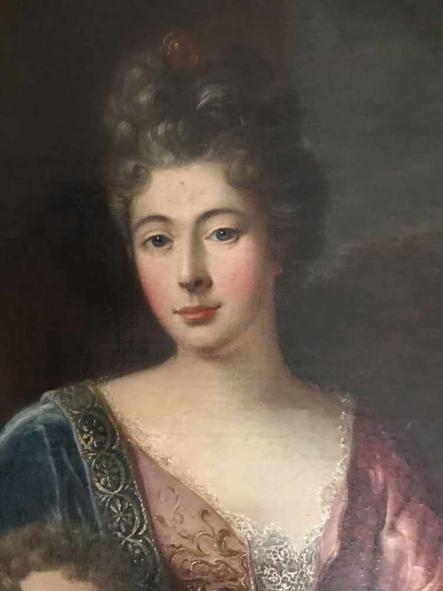Nicolas de Largillière (1656 - 1746) Nachfolge des 18./19. Jh., Doppelportrait einer jungen Mutter - Bild 2 aus 7