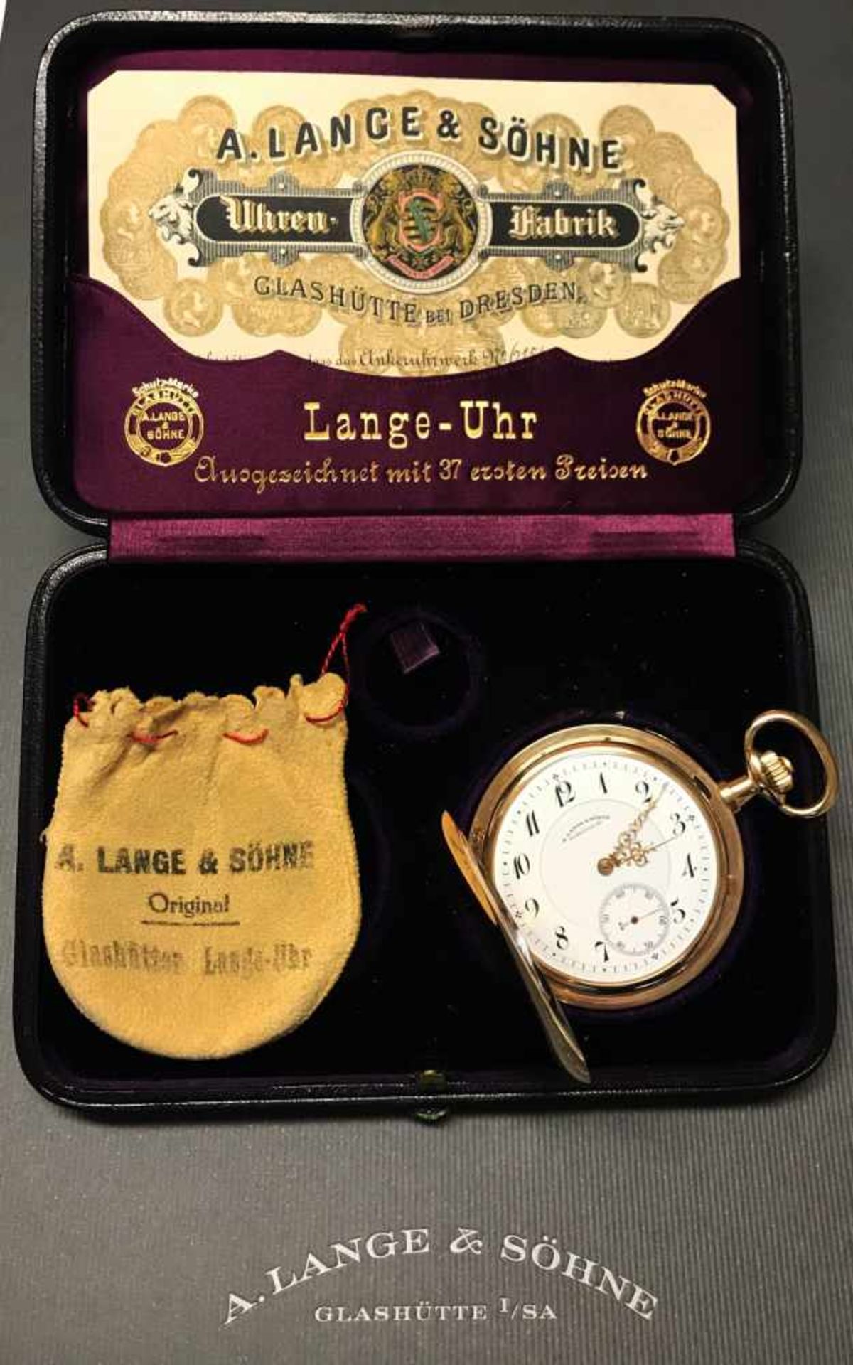 A. Lange & Söhne, Savonette Herrentaschenuhr, Werkdurchmesser 43 mm, flache Ausführung, 750er - Bild 2 aus 6