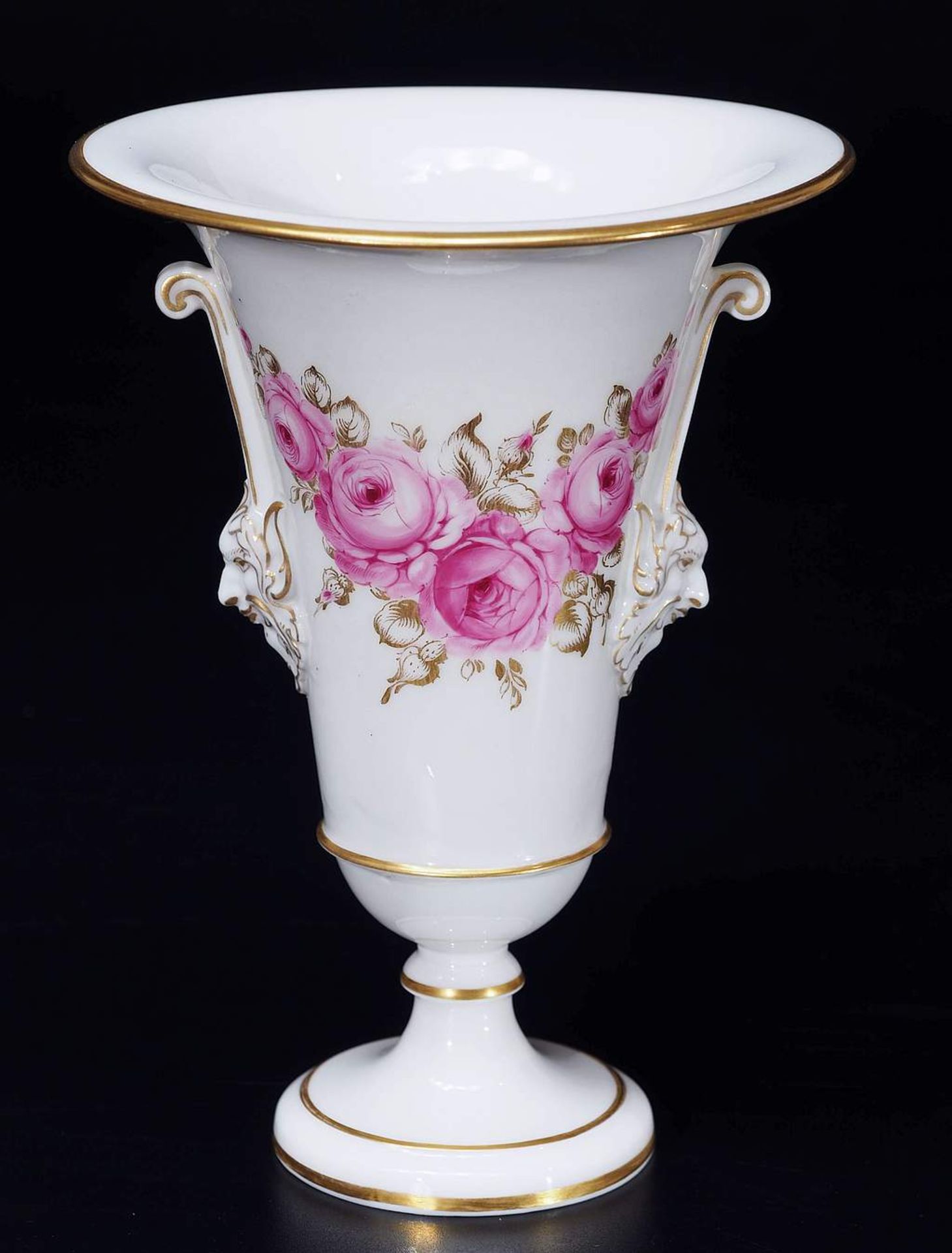 Kratervase mit Maskaron-Handhaben. NYMPHENBURG. - Bild 2 aus 6