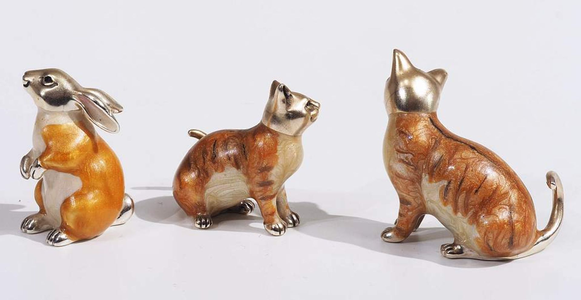 Drei Tier-Miniaturen. "Zwei Katzen, ein Hase". - Image 3 of 5