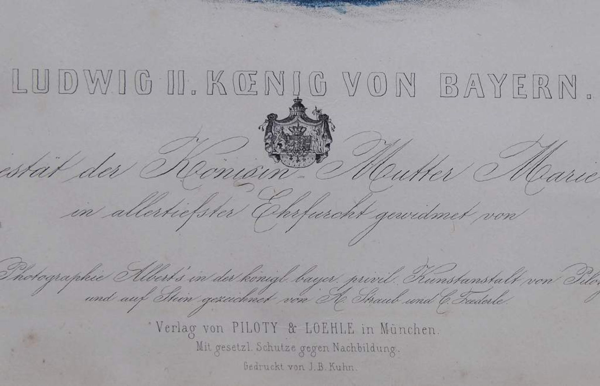 Brustbildnis König Ludwig II von Bayern. Brustbildnis König Ludwig II von Bayern. Farblithografie - Bild 6 aus 6