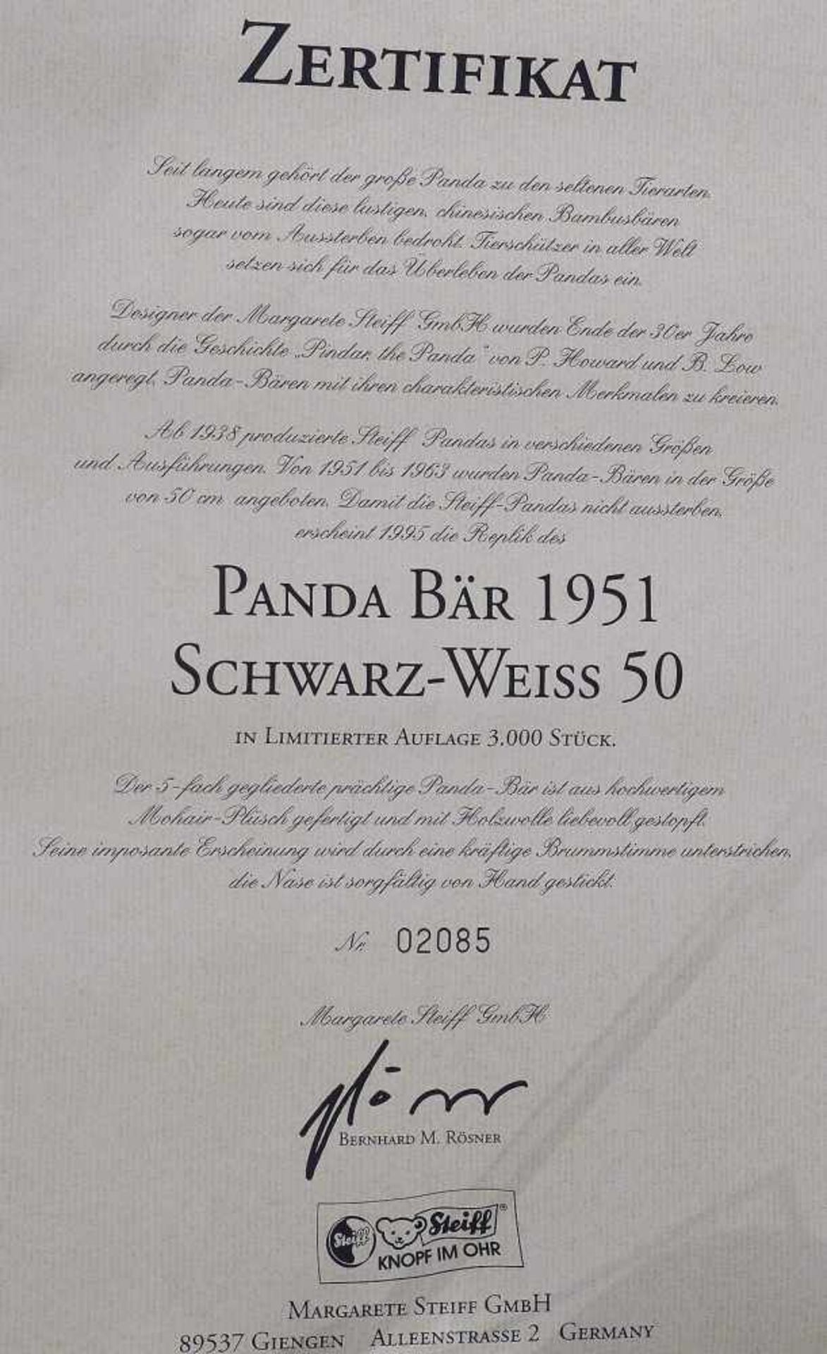 STEIFF Original Teddybär "Panda Bär schwarz-weiß, 1951". STEIFF Original Teddybär "Panda Bär - Bild 8 aus 9