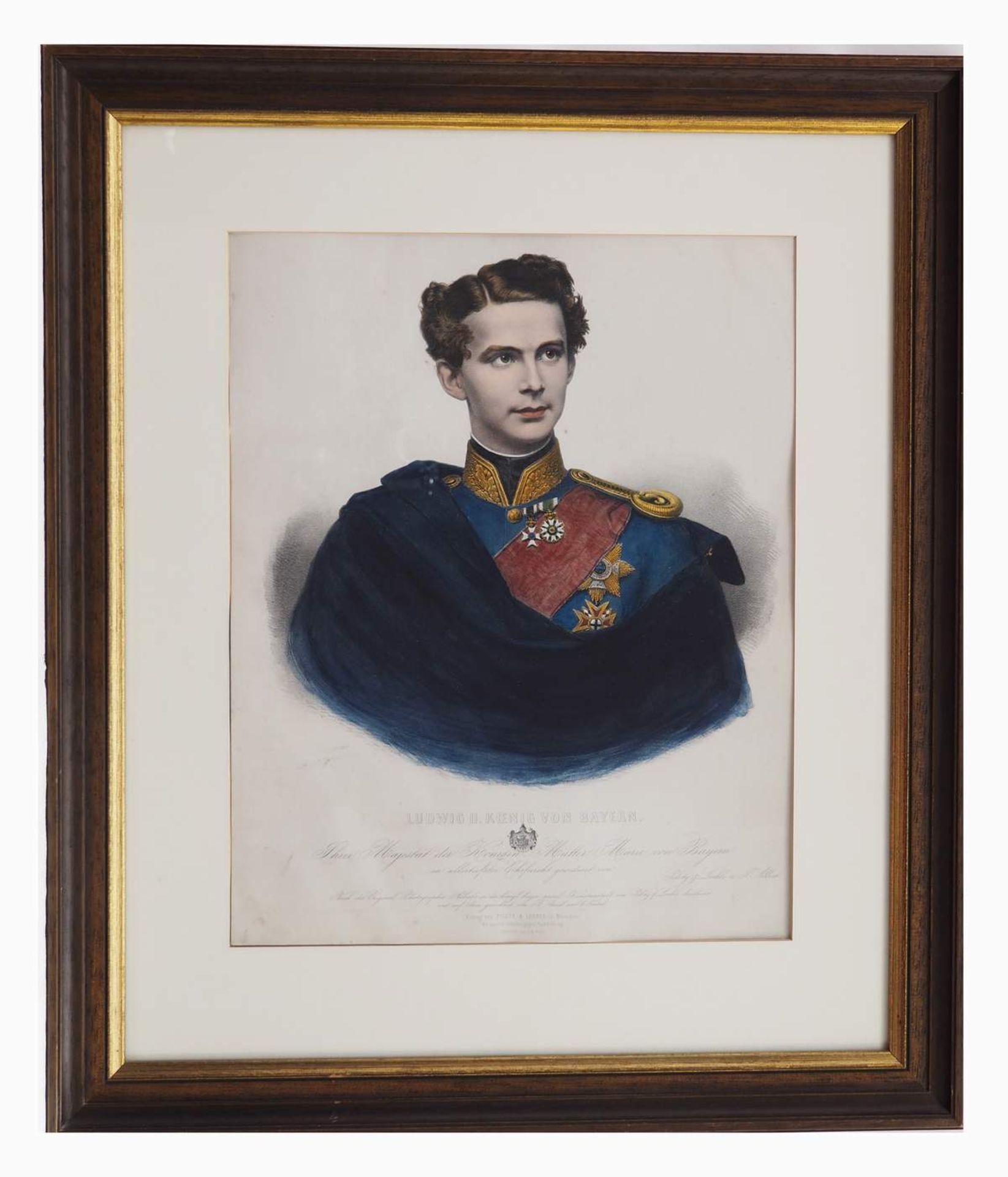 Brustbildnis König Ludwig II von Bayern. Brustbildnis König Ludwig II von Bayern. Farblithografie - Bild 2 aus 6