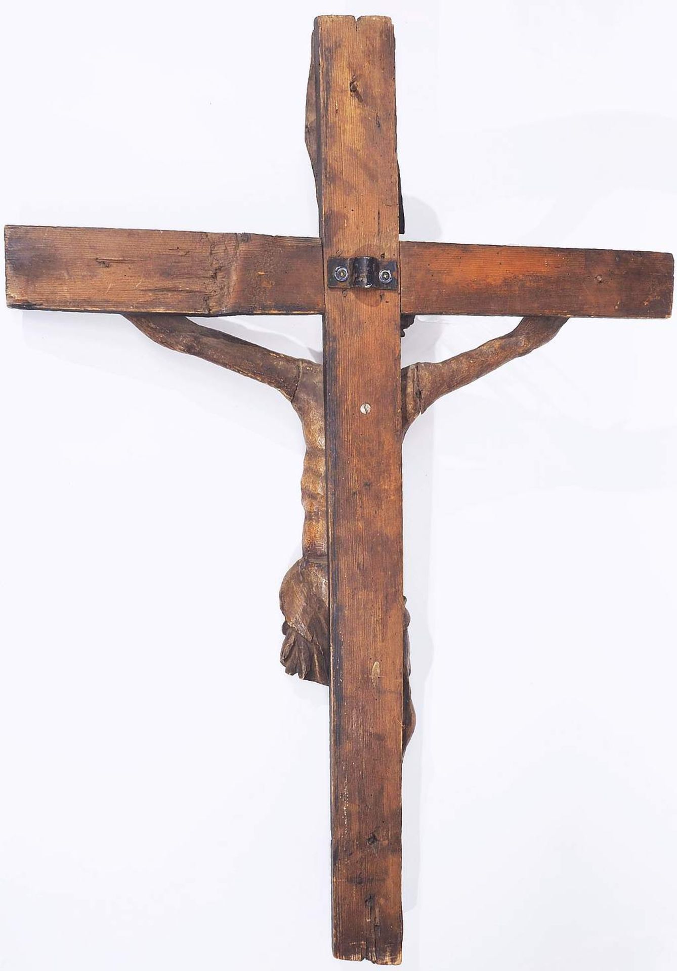 Christuskorpus mit Kreuz. Christuskorpus mit Kreuz. 18./19. Jahrhundert. Korpus Holz, Dreinagel- - Bild 4 aus 6