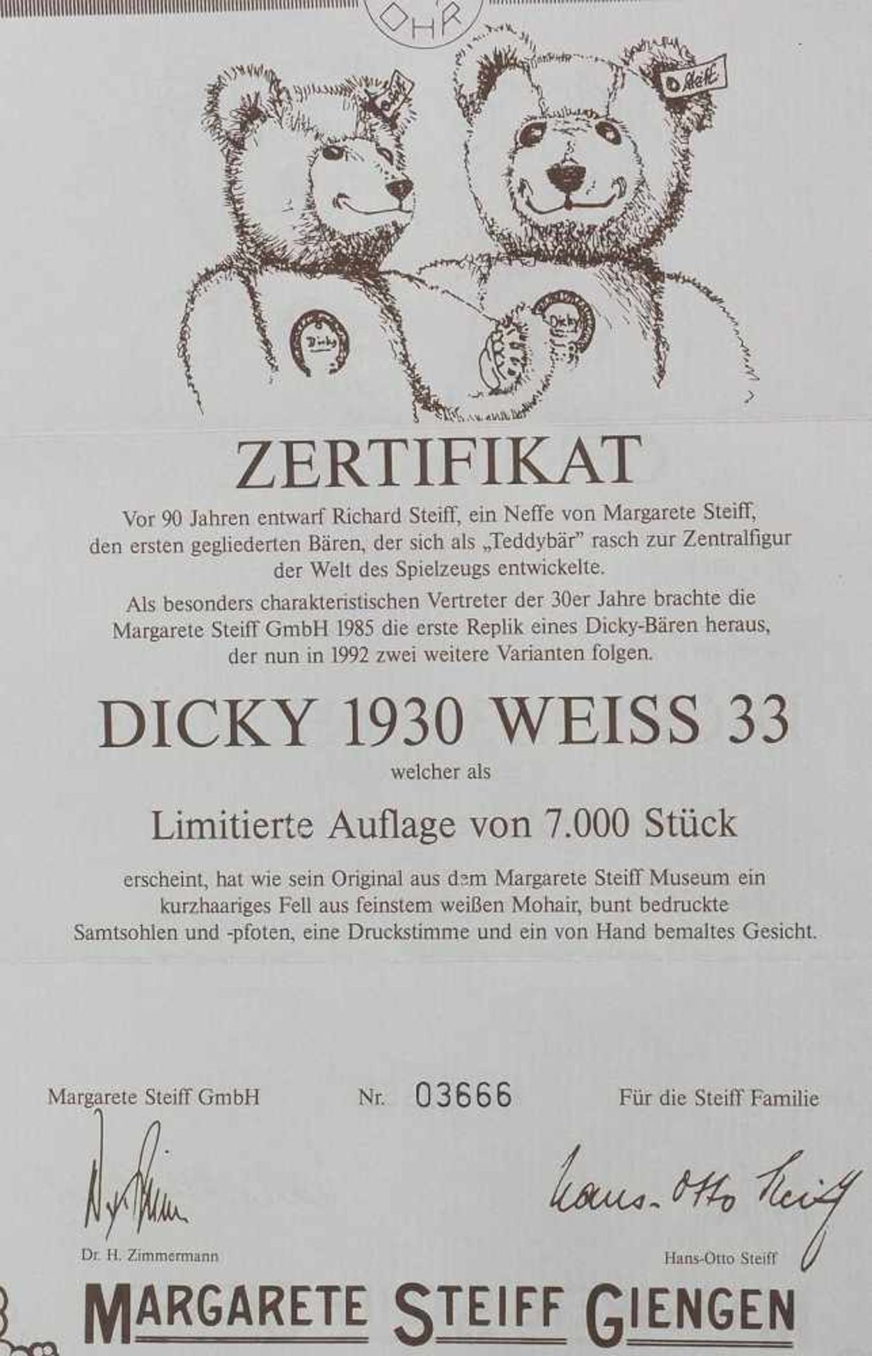 Drei Teddy-Bären. Origonal STEIFF. Drei Teddy-Bären. Original STEIFF., alle unbespielt. 1) Paar 1909 - Bild 7 aus 7