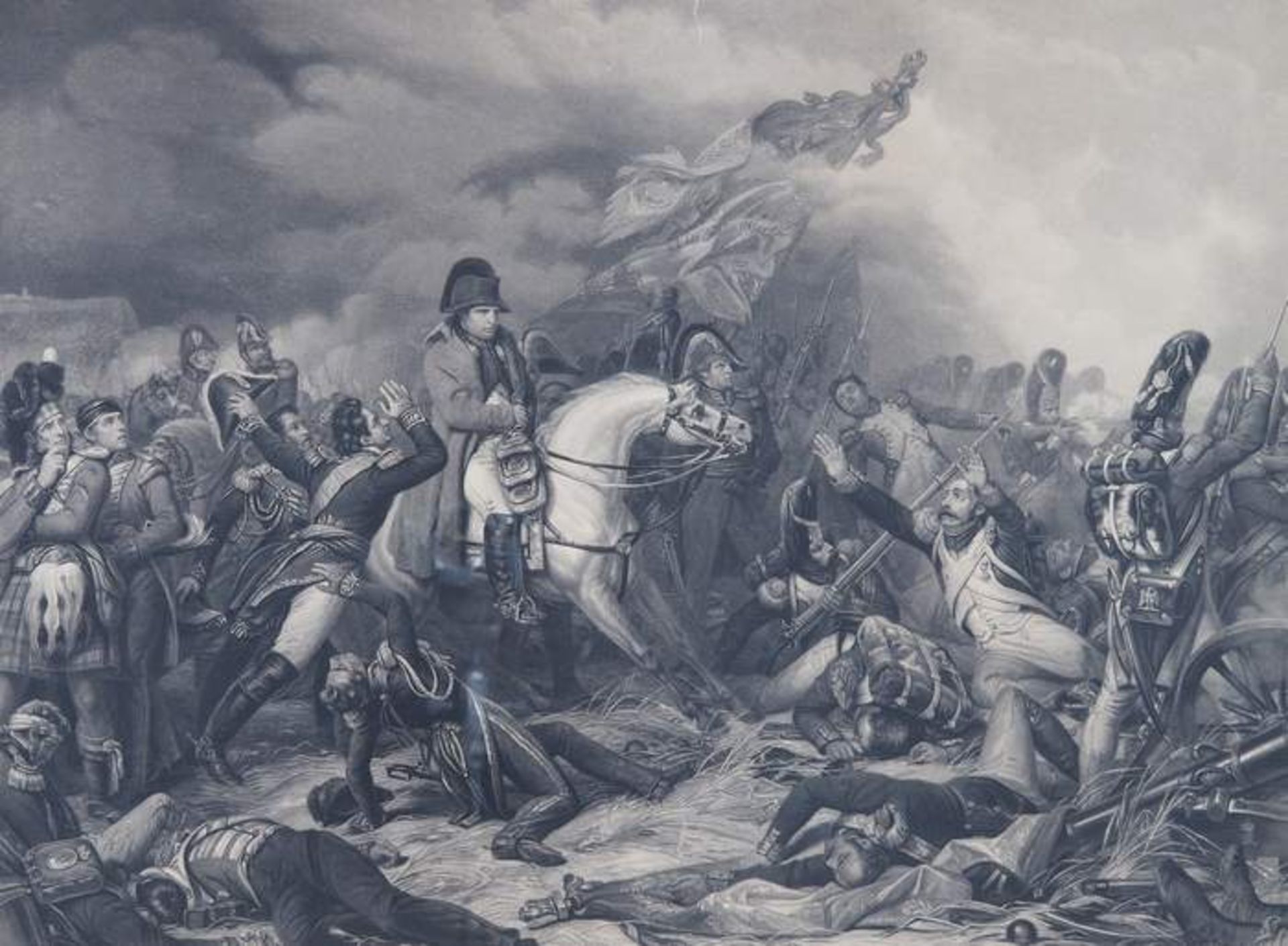 Stich Jean Jazet "Napoleon A Waterloo", nach Steuben. Stich Jean Jazet (1788 - 1871) "Napoleon A