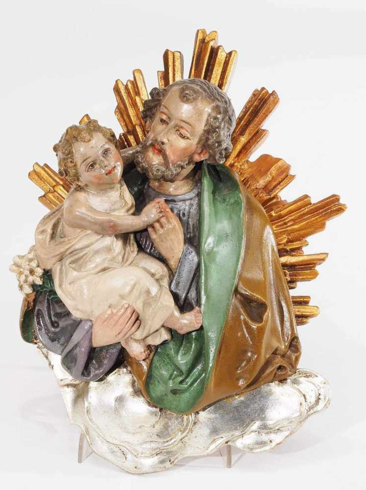 Auf Strahlenkranz Heiliger Josef mit dem Christusknaben auf einer Wolke. Auf Strahlenkranz - Bild 2 aus 6