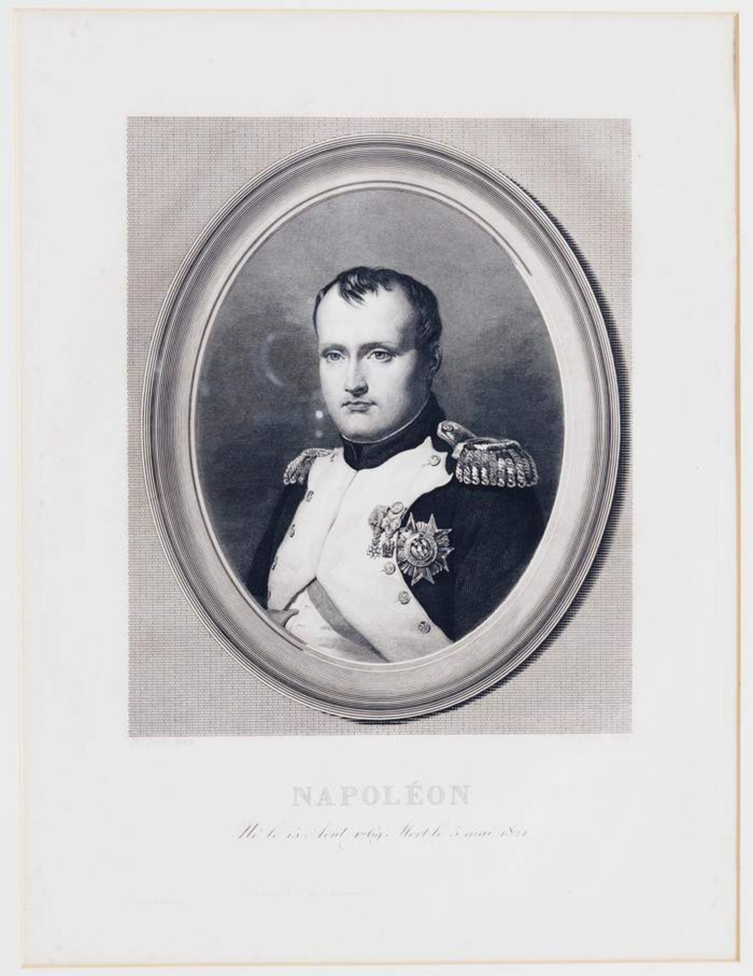 Portrait Napoleon I., im Halbprofil. Portait Napoleon I., im Halbprofil, "Néle 15 Aout 1769 Mort