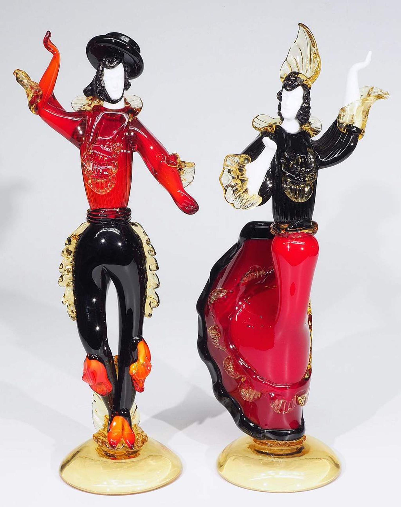 Paar Glasskulpturen "Flamenco-Tänzer", Italien/ Murano, 20. Jahrhundert. - Bild 2 aus 8