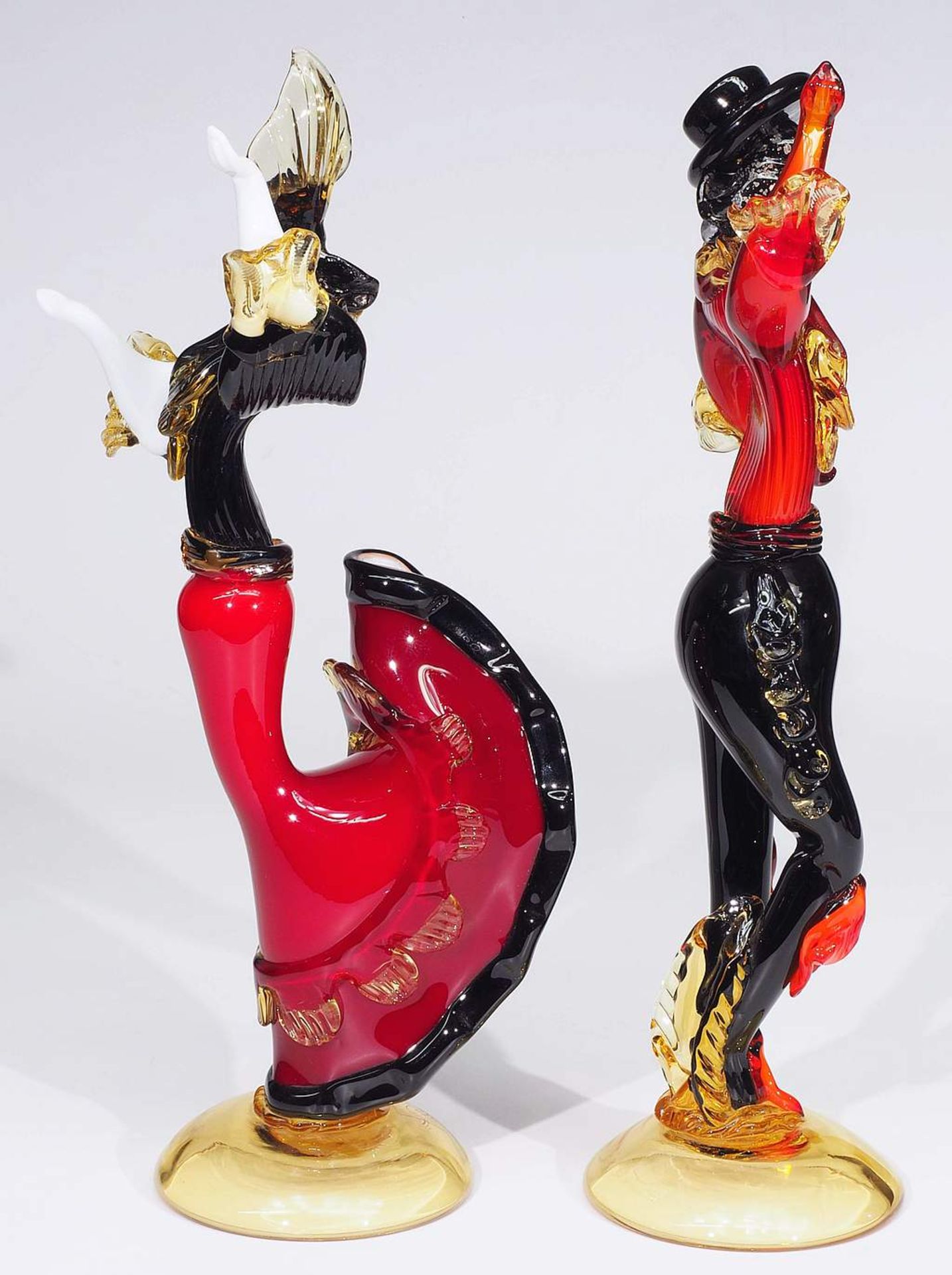 Paar Glasskulpturen "Flamenco-Tänzer", Italien/ Murano, 20. Jahrhundert. - Bild 5 aus 8