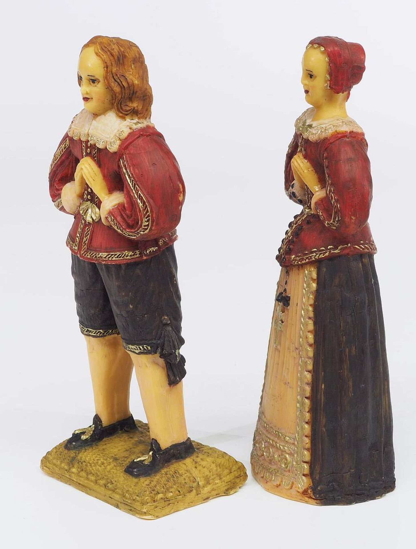 Paar Wachsfiguren in Tracht.Paar Wachsfiguren in Tracht. 20. Jahrhundert, im Stil des 18.Paar - Image 3 of 6