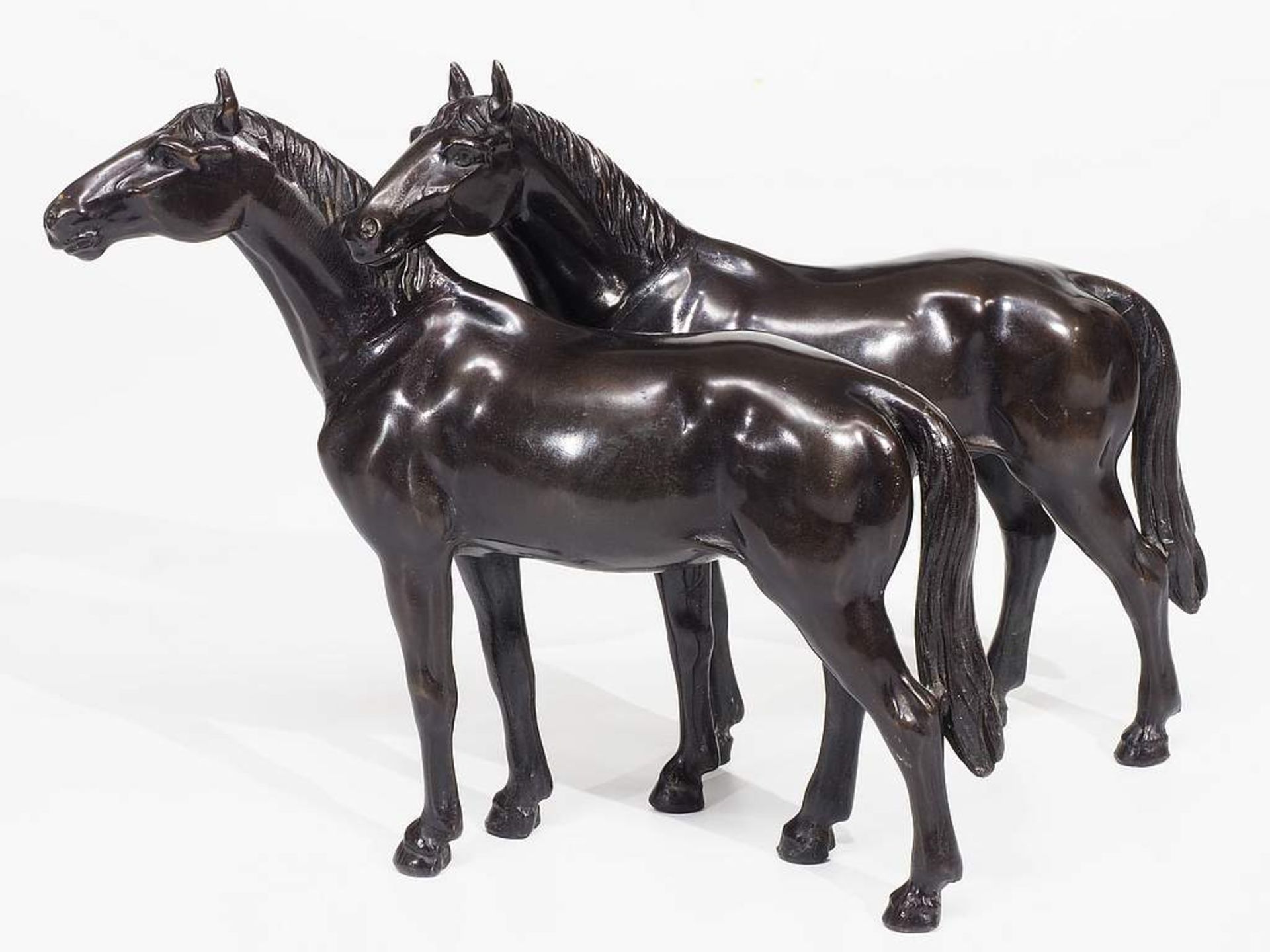 Zweier Pferdegruppe. Zweier Pferdegruppe. Um 1940/50, vermutlich Messing (nicht magnetisch),Zweier - Bild 2 aus 6
