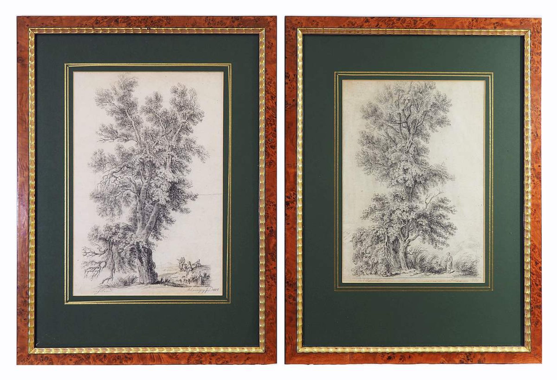 Paar Biedermeier-Handzeichnungen, datiert 1818.Paar Biedermeier-Handzeichnungen, datiert 1818. - Bild 2 aus 6