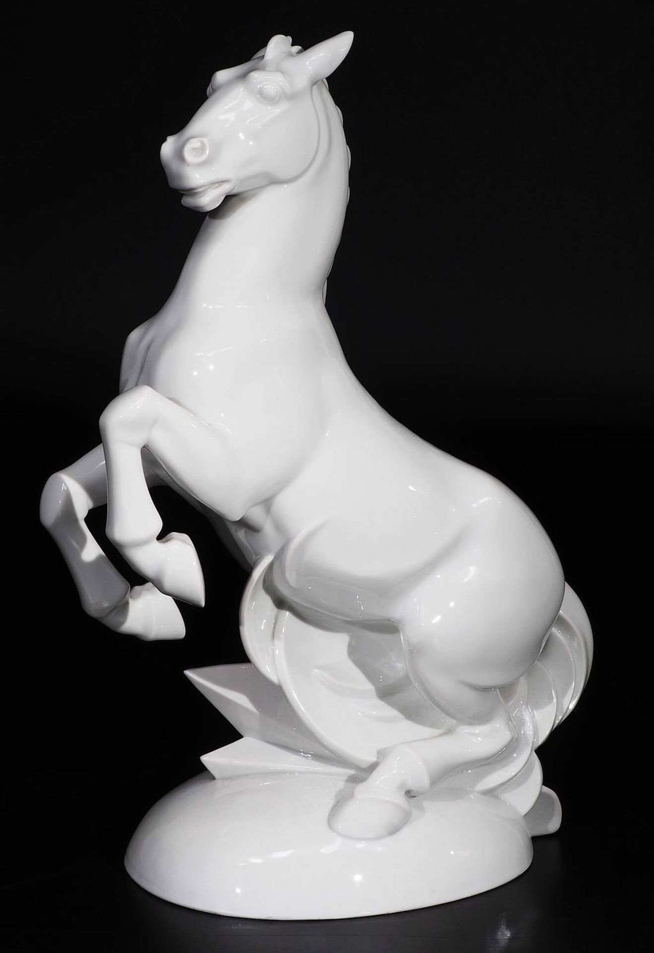 Art Déco-Plastik "Steigendes Pferd". Art Déco-Plastik "Steigendes Pferd". ROSENTHAL, Stammwerk Selb, - Bild 2 aus 7