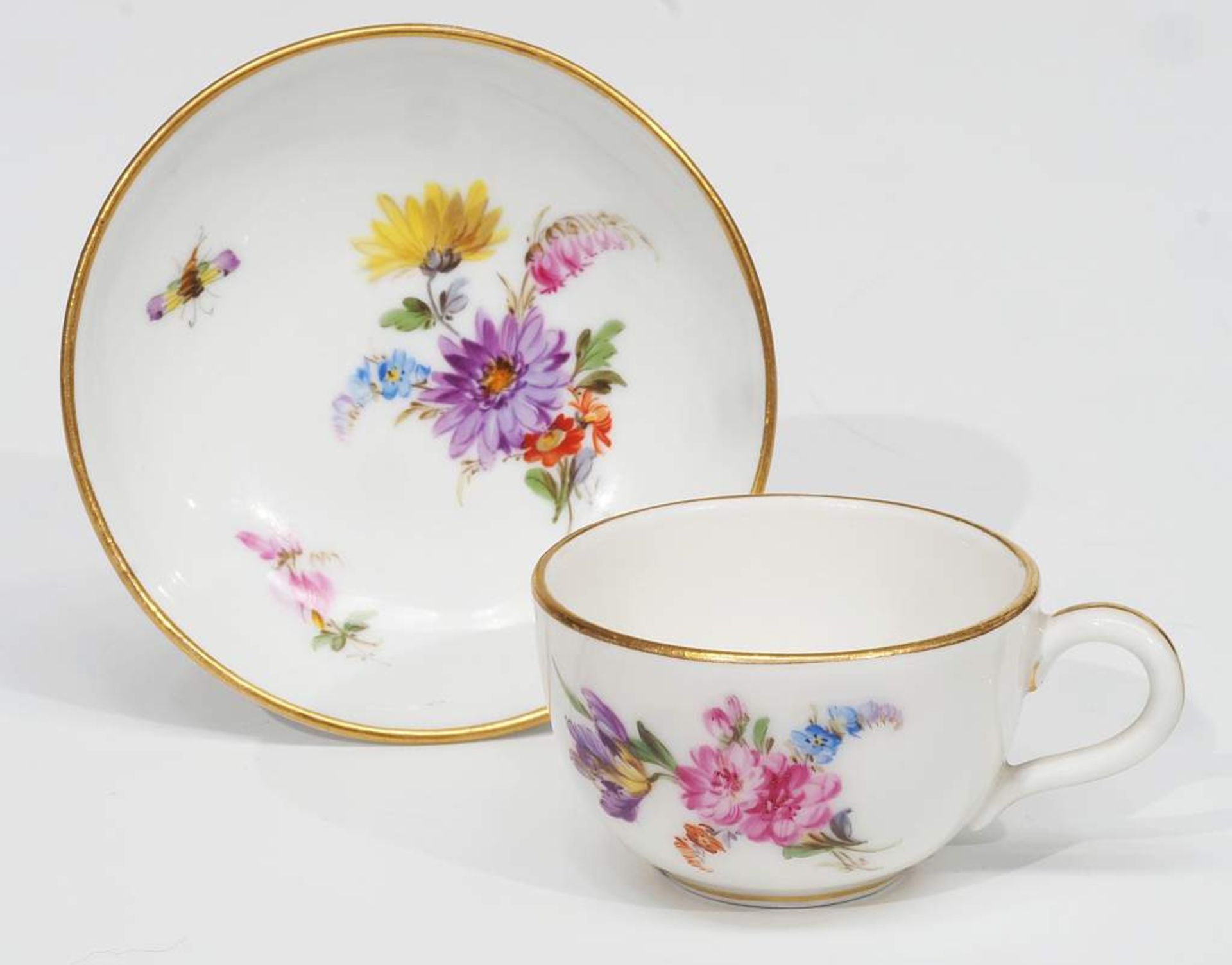 Miniatur-Tasse mit Untertasse.Miniatur-Tasse mit Untertasse. MEISSEN um 1900, 1. Wahl. Farbige - Bild 2 aus 5